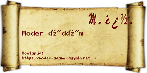 Moder Ádám névjegykártya